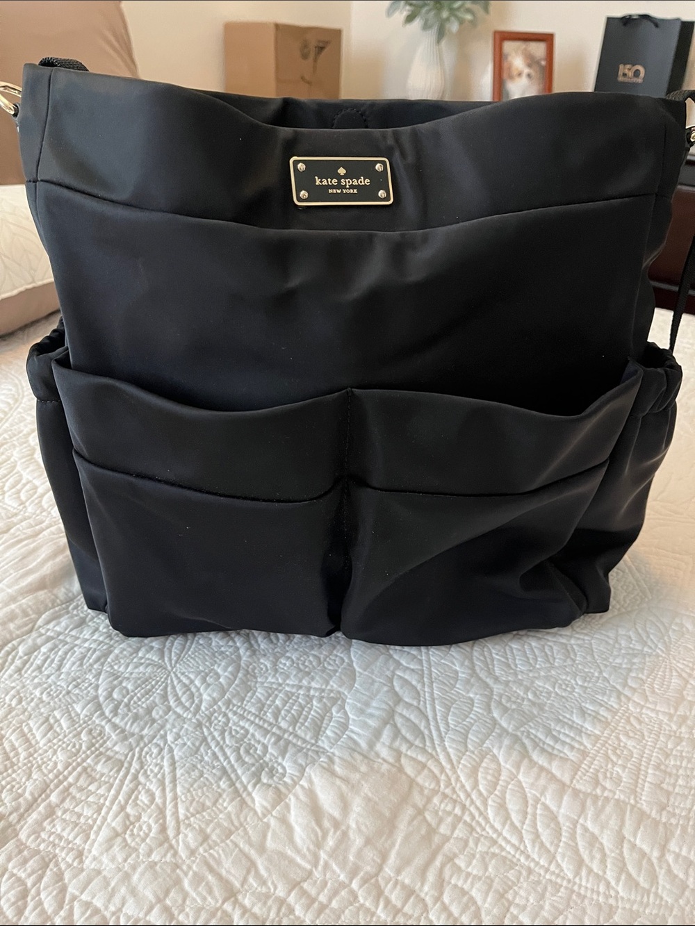 Kate Spade Black Nylon Black Baby Diaper Bag Tote. Like New!